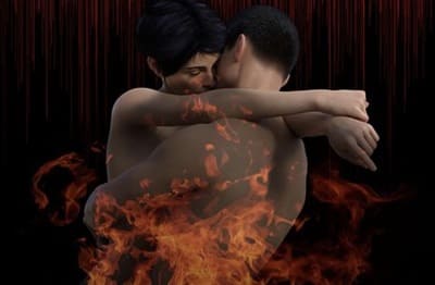 おもらしセックスをしている男女